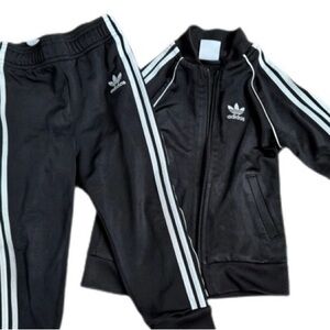 Adidas Originals Toddler 3T Black Track Suit Set - Three Stripe Zip Jacket